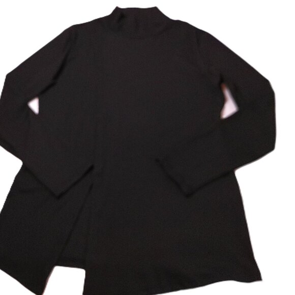 Mock Turtleneck Black 2XL ribbed knit top long sleeve pullover slim fit - Picture 4 of 5